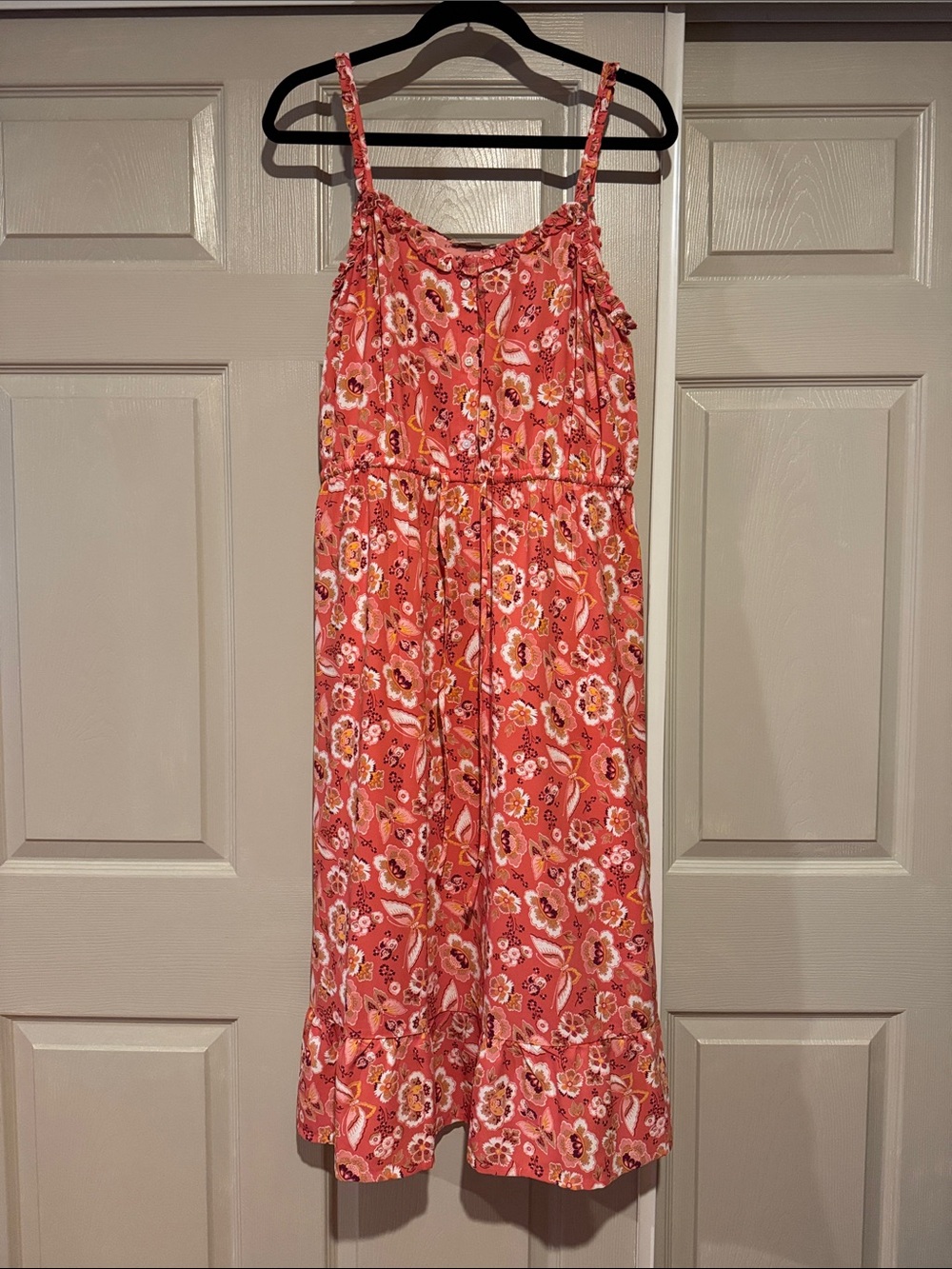 Women’s Coral Floral Jumpsuit with Spaghetti Straps